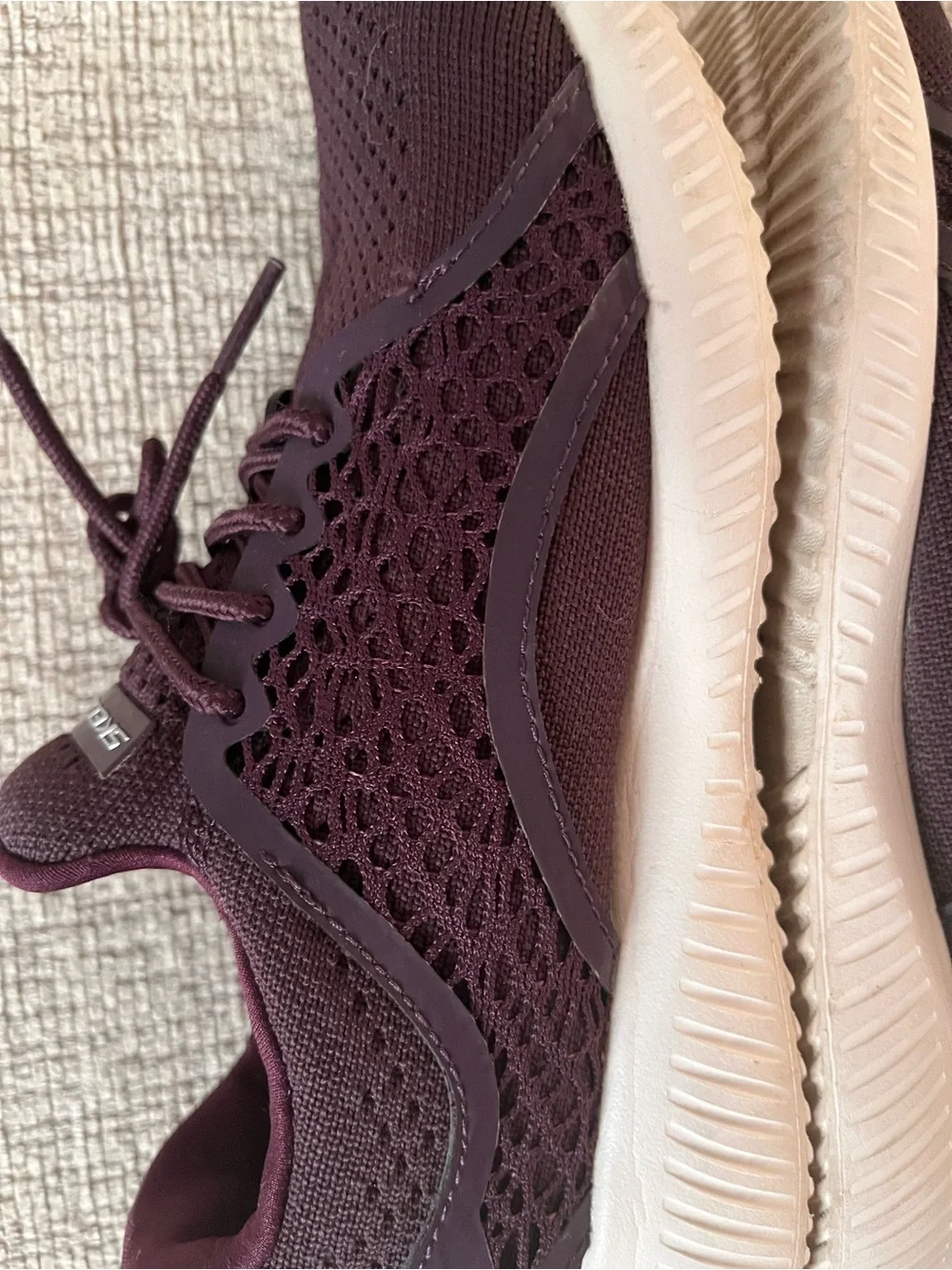 Skechers Women's Knit Sneakers in Plum with White Soles